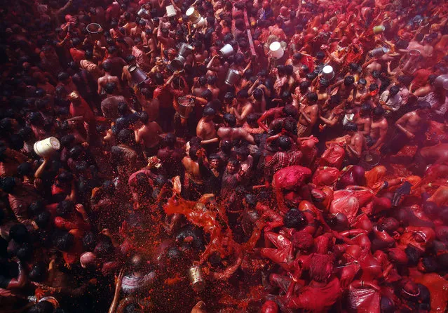 People take part in “Huranga” at Dauji temple near the northern Indian city of Mathura, March 7, 2015. (Photo by Anindito Mukherjee/Reuters)