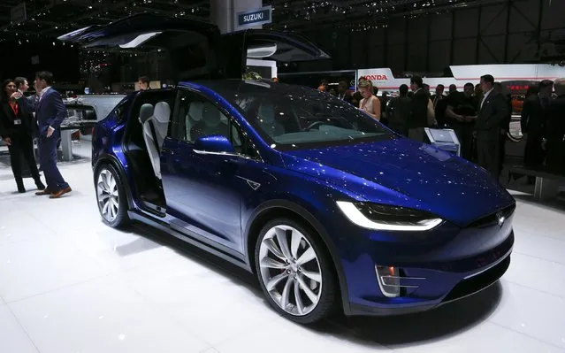 The new Tesla Model X P90D is pictured at the 86th International Motor Show in Geneva, Switzerland, March 1, 2016. (Photo by Denis Balibouse/Reuters)