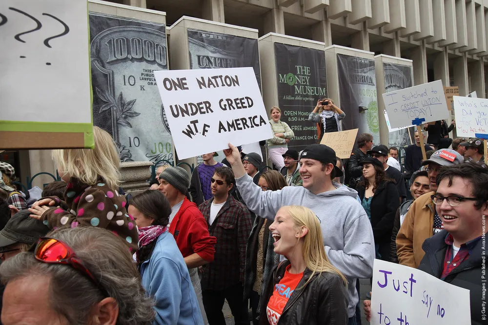 Demonstrators In Denver Mark “Bank Transfer Day”