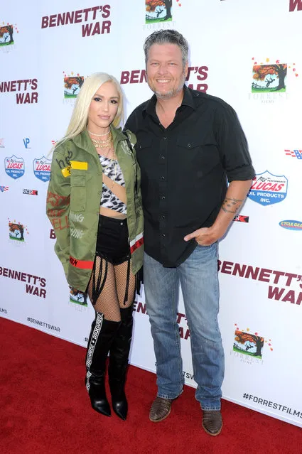 (L-R) Gwen Stefani and Blake Shelton attend “Bennett's War” Los Angeles Premiere at Warner Bros. Studios on August 13, 2019 in Burbank, California. (Photo by Joshua Blanchard/Getty Images for Forrest Film)