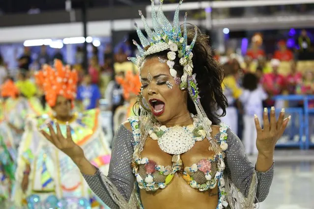 People of the School Academicos od Sossego take part in the Rio Carnival, in Rio de Janeiro, Brazil, on February 22, 2020. (Photo by Gilson Borba/NurPhoto)