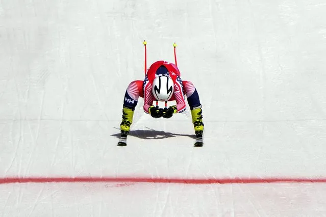 Thomas Charles Walsh of the United States competes in the men's super-G, standing, at the 2022 Winter Paralympics, Sunday, March 6, 2022, in the Yanqing district of Beijing. (Photo by Andy Wong/AP Photo)