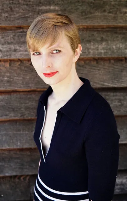 This portrait released by Balestramedia on May 18, 2017 shows transgender former soldier Chelsea Manning one day after being released from a top-security US military prison. Manning, a former army intelligence analyst, posted a picture of herself on social media with short blonde hair, lipstick and mascara, wearing a V-neck navy blue top with white trim. The photo replaced an old Twitter profile picture that had shown Manning in her previous incarnation as Bradley Manning, a male soldier in military uniform and beret. (Photo by Eric Baradat/AFP Photo)