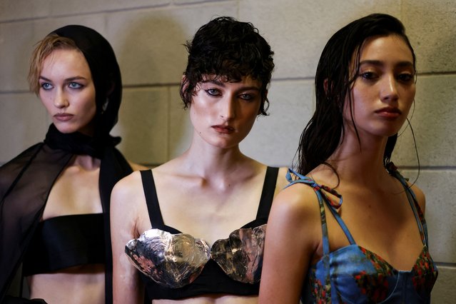 Models stand backstage on the day of the Patrick McDowell catwalk show during London Fashion Week in London, Britain, on September 14, 2024. (Photo by Hollie Adams/Reuters)