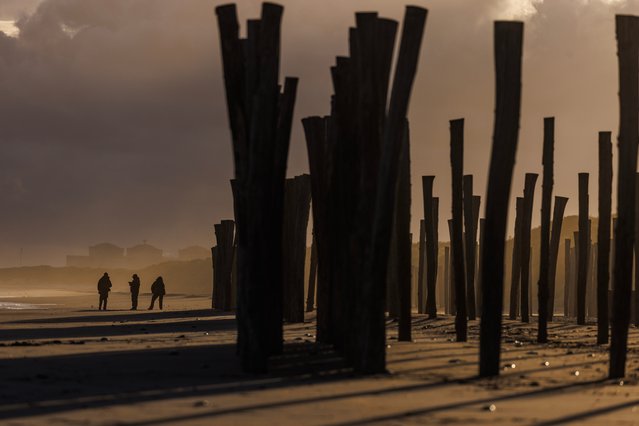 Gendarmerie patrol the beach at dawn on September 11, 2024 in Les Dunes d'Oye near Calais, France. There has been a recent lull in irregular migration via the English Channel as the weather has turned less favourable, and following a deadly capsizing incident last week in which 12 migrants died. More than 20,000 people have made the crossing by boat this year, according to UK Home Office figures. (Photo by Dan Kitwood/Getty Images)