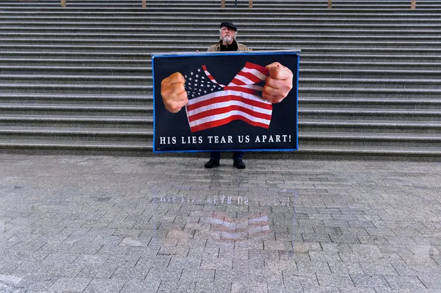 Stephen Parlato of Colorado protests outside the U.S. Capitol in Washington, U.S., February 4, 2020. (Photo by Erin Scott/Reuters)