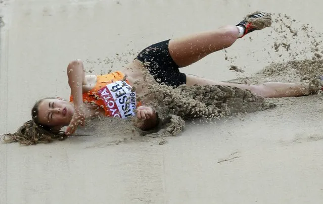 Nadine Visser of Netherlands competes in the long jump event of the women's heptathlon during the 15th IAAF World Championships at the National Stadium in Beijing, China, August 23, 2015. (Photo by Kim Kyung-Hoon/Reuters)