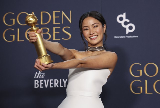 Anna Sawai poses with the Best Performance by a Female Actor in a Television Series - Drama Award for “Shogun” at the 82nd Golden Globe Awards in Beverly Hills, California, U.S., January 5, 2025. (Photo by Mario Anzuoni/Reuters)