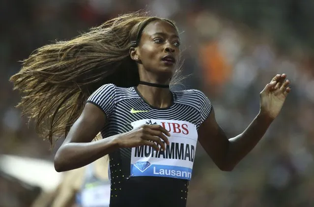 Athletics, IAAF Athletics Diamond League meeting Lausanne, Stade Olympique de la Pontaise, Lausanne, Switzerland on August 25, 2016. Muhammad Daliah of the U.S. reacts following the women's 400m hurdles competition. (Photo by Denis Balibouse/Reuters)