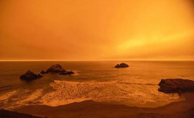Lands End, San Francisco under thick smoke of surrounding wildfires under an orange haze caused by smoke from multiple wildfires in Oregon and California on September 10, 2020. (Photo by SIPA Press/Rex Features/Shutterstock)