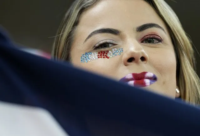 A Costa Rica's fan cheers prior to the World Cup group E soccer match between Spain and Costa Rica, at the Al Thumama Stadium in Doha, Qatar, Wednesday, November 23, 2022. (Photo by Pavel Golovkin/AP Photo)
