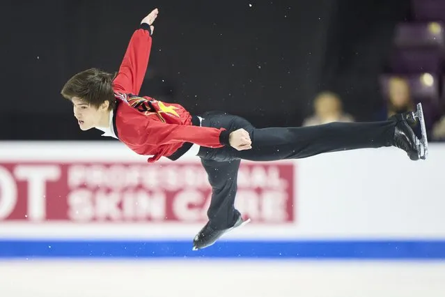 Kazakhstan's Dias Jirenbayev skates his short program in the men's competition during the ISU Four Continents Figure Skating Championships 2023 at the Broadmoor World Arena in Colorado Springs, Colorado, on February 9, 2023. (Photo by Geoff Robins/AFP Photo)