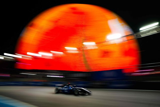 Lia Block of United States and ART Grand Prix (57) on track during qualifying ahead of F1 Academy Round 7 at Las Vegas Strip Circuit on November 20, 2025 in Las Vegas, Nevada. (Photo by Alex Bierens de Haan/Getty Images)