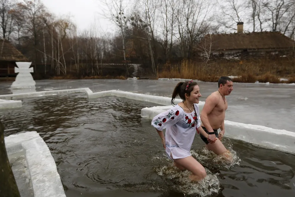 Icy Dip for Epiphany in Ukraine