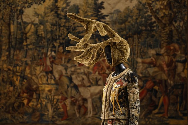 A creation from the Autumn/Winter 2010/2011 ready-to-wear collection by French designer Jean-Charles de Castelbajac is on display during the exhibition “Louvre Couture, Art and fashion” statement pieces' at the Louvre museum in Paris, France, 23 January 2025. The exhibition runs from 24 January to 21 July 2025. (Photo by Yoan Valat/EPA/EFE)