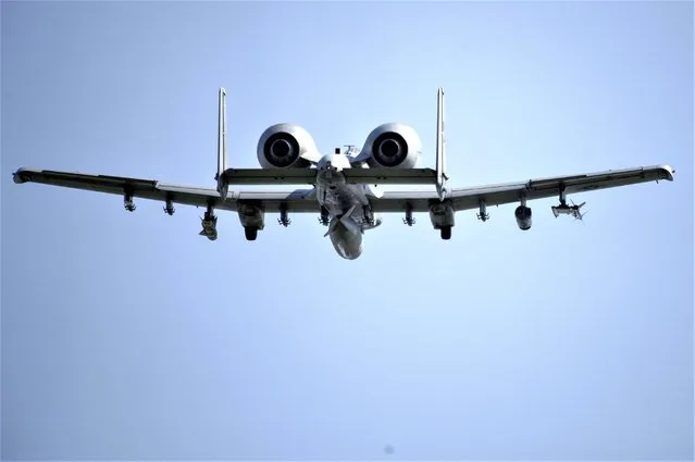 An A-10 Thunderbolt II ground combat airplane takes off from the Schleswig-Jagel Air Base in Jagel, Germany, Monday, June 12, 2023 during the Air Defender 2023 exercise. The Air Defender 2023 exercise is set to run from June 12 through June 23, with 10,000 participants and 250 aircraft from 25 nations responding to a simulated attack on a NATO member. (Photo by Gregor Fischer/dpa via AP Photo)