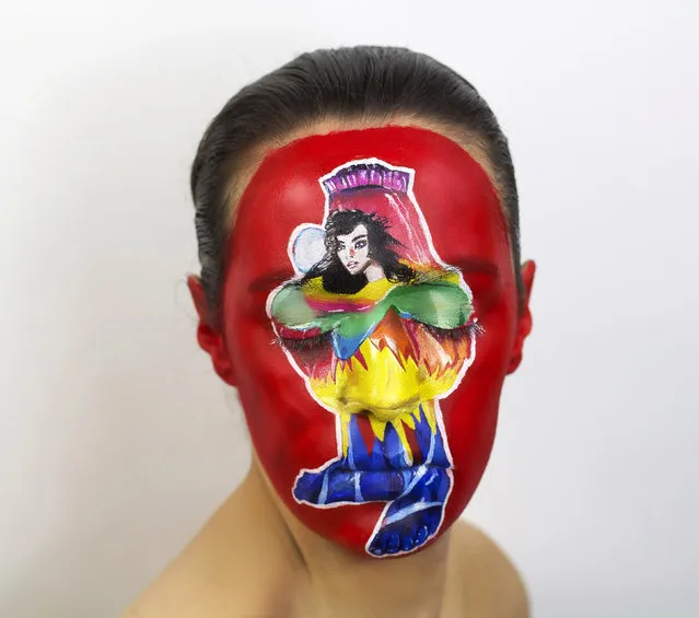 Bjork album. London-based artist Natalie Sharp wanted to celebrate Record Store Day in a unique way and asked her Facebook friends for suggestions of which album covers to paint. (Photo by Natalie Sharp/Caters News)