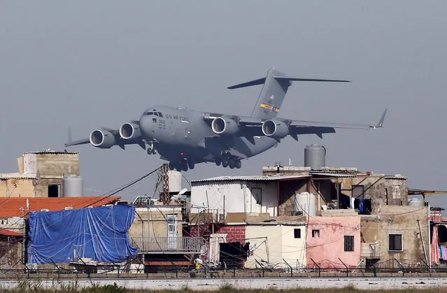 A U.S. Air Force aircraft lands in Beirut International Airport, Lebanon February 13, 2019. (Photo by Mohamed Azakir/Reuters)
