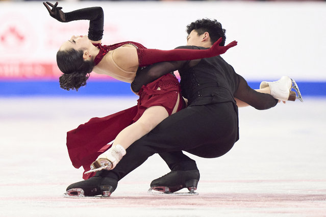 Hannah Lim and Ye Quan of South Korea skate their free dance in the ice dance competition at the ISU Grand Prix of Figure Skating 2024 Skate Canada International at the Scotiabank Center in Halifax, Nova Scotia, on October 27, 2024. (Photo by Geoff Robins/AFP Photo)