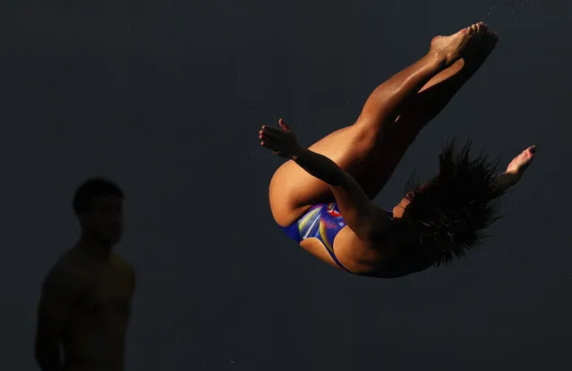Jun Hoong Cheong of Malaysia practices at the Maria Lenk Aquatics Centre in the Olympic Park on July 31, 2016 in Rio de Janeiro, Brazil. (Photo by Getty Images/Getty Images)