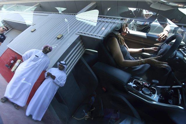 A female driver prepares to set off at the first all-women supercar rally in Dubai, United Arab Emirates, Thursday, May 1, 2025. (Photo by  Fatima Shbair/AP Photo)