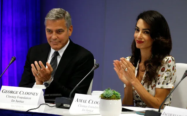 Actor George Clooney and his wife Amal attend a CEO roundtable at the United Nations during the United Nations General Assembly in New York September 20, 2016. (Photo by Kevin Lamarque/Reuters)
