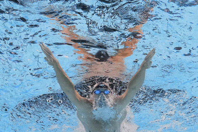 A J Pouch of the United States competes in the men's 200-meter breaststroke final at the World Aquatics Championships in Singapore, Friday, August 1, 2025. (Photo by Lee Jin-man/AP Photo)