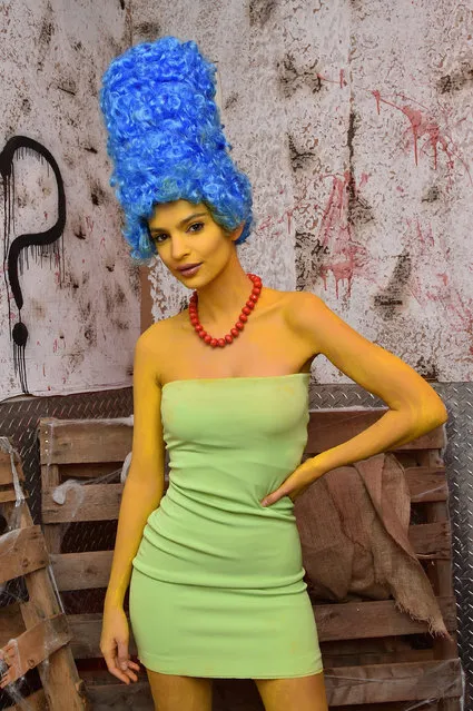 Emily Ratajkowski as Marge Simpson attends the Heidi Klum's 16th Annual Halloween Party sponsored by GSN's Hellevator And SVEDKA Vodka At LAVO New York on October 31, 2015 in New York City. (Photo by Mike Coppola/Getty Images for Heidi Klum)