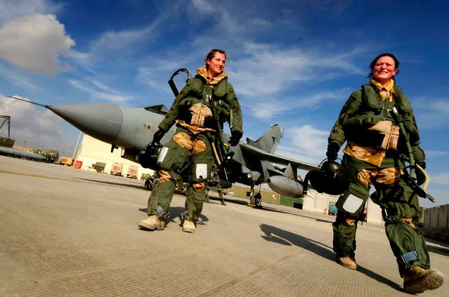 The first all-female RAF Tornado jet crew to fight in Afghanistan, 2009. (Photo by Cpl Steve Bain/RAF/ABIPP/PA Wire)