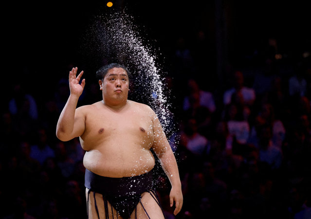 Ichiyamamoto ahead of the eleventh bout against Takanosho at Royal Albert Hall in London, Britain on October 17, 2025. (Photo by Peter Cziborra/Reuters)