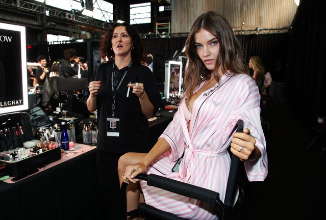 Hungarian model Barbara Palvin prepares backstage during the Victoria's Secret Fashion Show 2024 at Duggal Greenhouse on October 15, 2024 in Brooklyn, New York. (Photo by Matt Baron/BEI/Rex Features/Shutterstock)