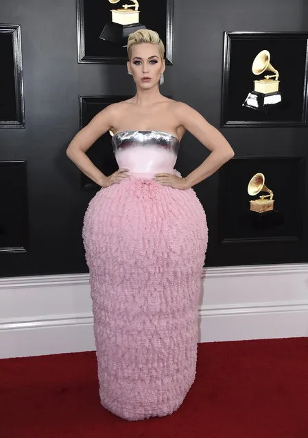 Katy Perry arrives at the 61st annual Grammy Awards at the Staples Center on Sunday, February 10, 2019, in Los Angeles. (Photo by Jordan Strauss/Invision/AP Photo)