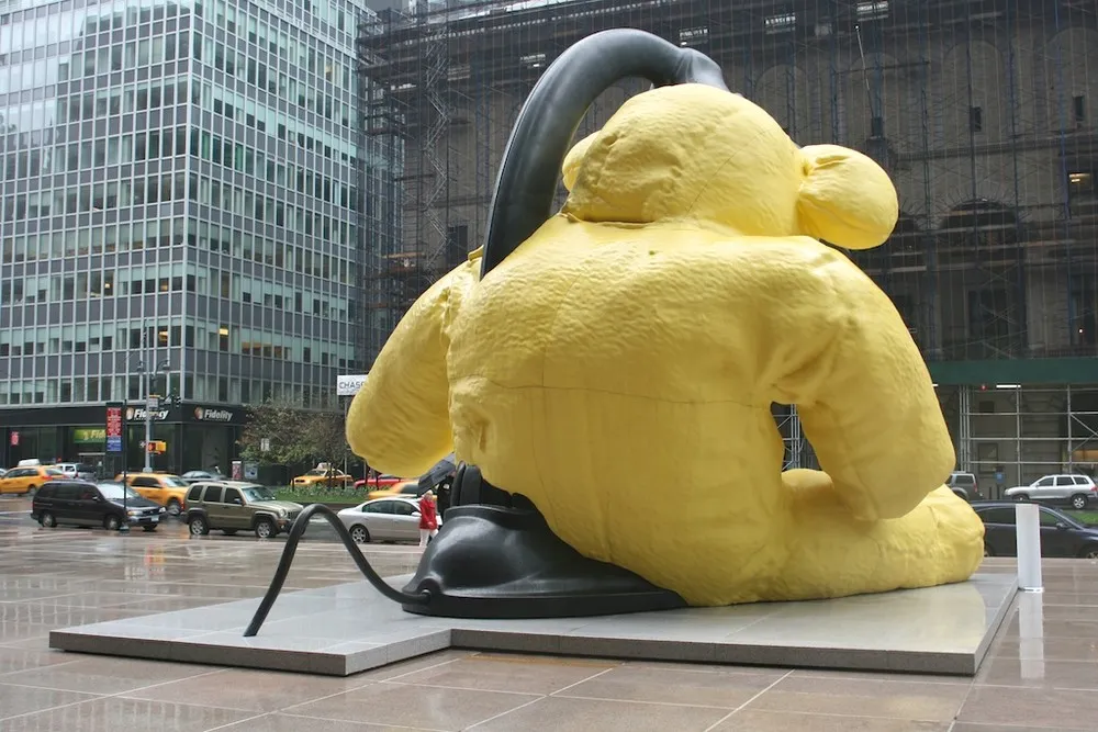 Giant Yellow Teddy Bear Sculpture by Urs Fischer