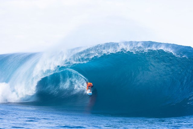 Tahitian surfer Vetea David trains for the World Surfing League (WSL) SHISEIDO Tahiti Pro May 22 to 31, and the Paris Olympics, in Teahupo'o, Tahiti, on May 14, 2024. (Photo by Brian Bielmann/AFP Photo)