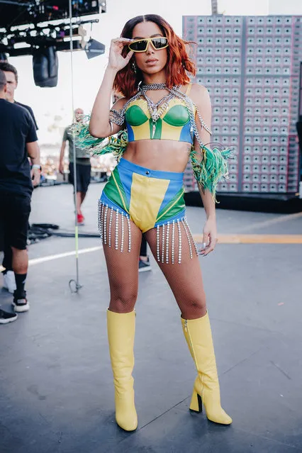 Brazilian singer Larissa de Macedo Machado, better known by her stage name Anitta poses backstage during the 2022 Coachella Valley Music And Arts Festival on April 15, 2022 in Indio, California. (Photo by Rich Fury/Getty Images for Coachella)