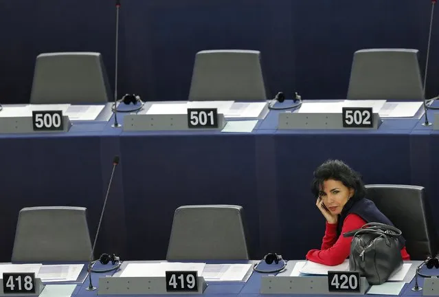 France's member of the European Parliament Rachida Dati gives a phone call ahead of a voting session at the European Parliament in Strasbourg, France, September 8, 2015. (Photo by Vincent Kessler/Reuters)