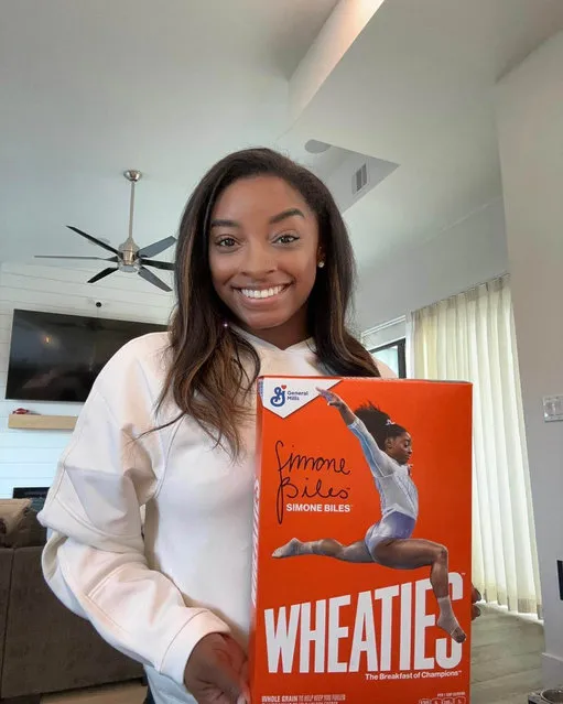 American artistic gymnast Simone Biles shows off her second Wheaties Cereal box in the second decade of January 2023. (Photo by simonebiles/Instagram)
