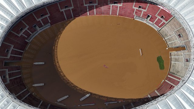 Beira-Rio Stadium is flooded after heavy rain in Porto Alegre, Rio Grande do Sul state, Brazil, May 7, 2024. (Photo by Carlos Macedo/AP Photo)