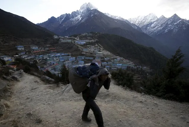 A general view of hotels and houses at Namche in the Solukhumbu district, also known as the Everest region, in this picture taken November 30, 2015. (Photo by Navesh Chitrakar/Reuters)