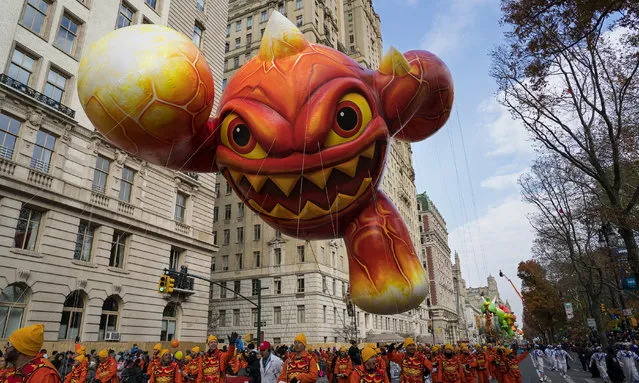 Skylanders Eruptor ballon is seen at the 90th Annual Macy's Thanksgiving Day Parade on November 24, 2016 in New York City. (Photo by Craig Ruttle/AP Photo)