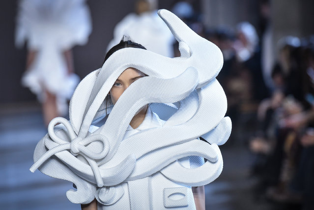 A model wears a creation during Viktor and Rolf's Spring-Summer 2016 Haute Couture fashion collection, presented in Paris, France, Wednesday, January 27, 2016. (Photo by Francois Mori/AP Photo)