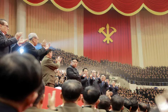 North Korean leader Kim Jong Un attends a performance held for participants of the ruling party's party meeting in this undated picture provided by KCNA in Pyongyang on December 29, 2016. (Photo by Reuters/KCNA)