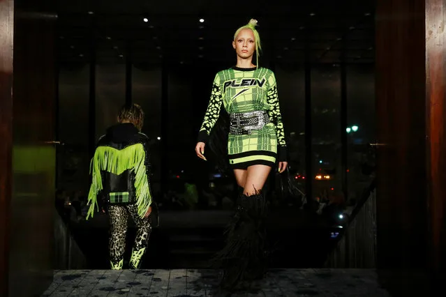 A model presents a creation from the Philipp Plein Fall/Winter 19/20 collection during New York Fashion Week in New York City, U.S., February 11, 2019. (Photo by Andrew Kelly/Reuters)