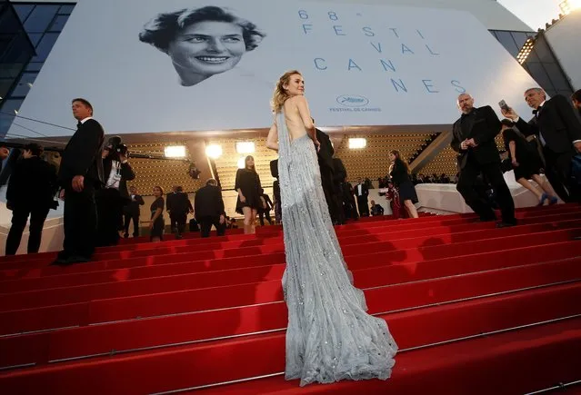 Cast members Diane Kruger poses on the red carpet as she arrives for the screening of the film “Maryland” (Disorder) in competition for the category “Un Certain Regard” at the 68th Cannes Film Festival in Cannes, southern France, May 16, 2015. (Photo by Eric Gaillard/Reuters)
