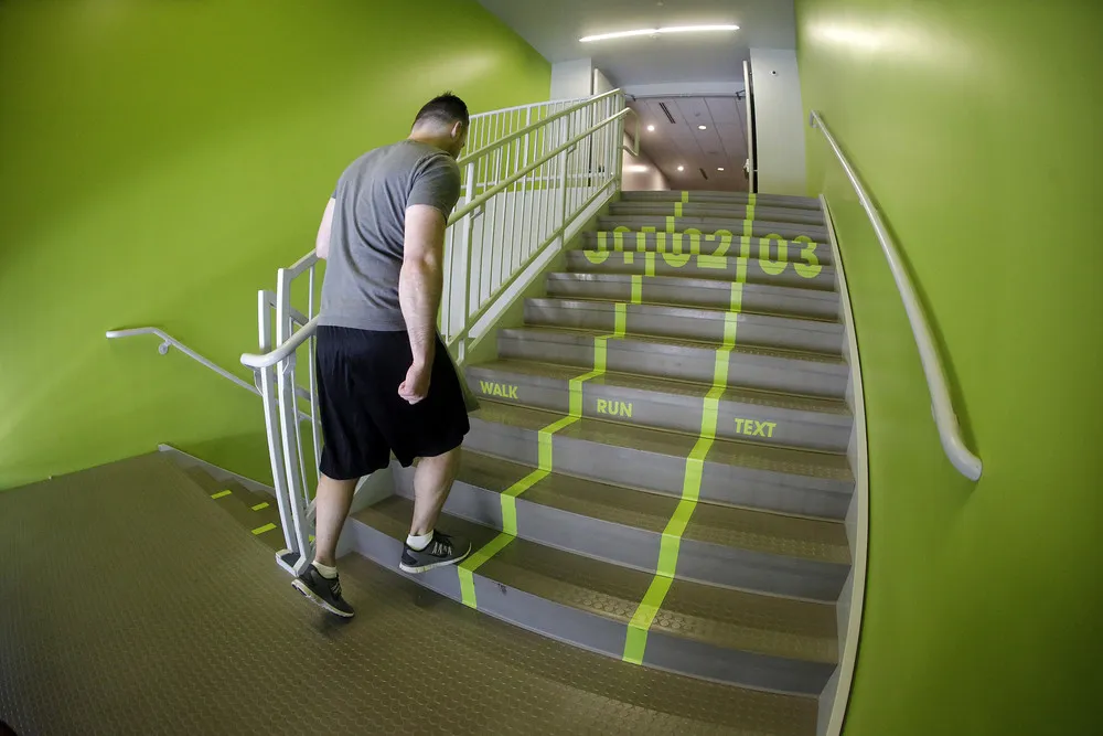 Smart stairs marking in Utah Valley University
