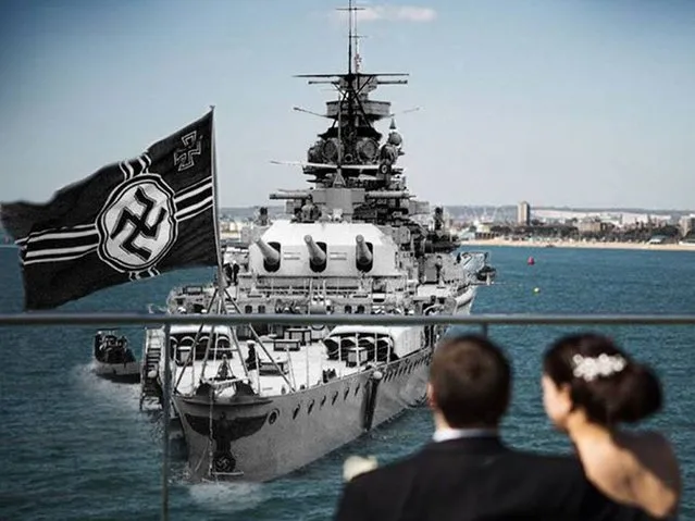 Admiral Graf Spee at Portsmouth 1937 (note the huge flag on the stern for propaganda purposes). (Photo by Adam Surrey)