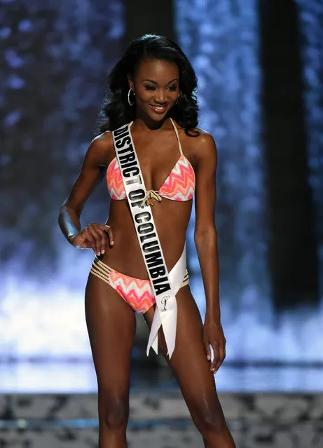 Miss District of Columbia USA Deshauna Barber competes in the swimsuit competition during the 2016 Miss USA pageant preliminary competition at T-Mobile Arena on June 1, 2016 in Las Vegas, Nevada. The 2016 Miss USA will be crowned on June 5 in Las Vegas. (Photo by Ethan Miller/Getty Images)