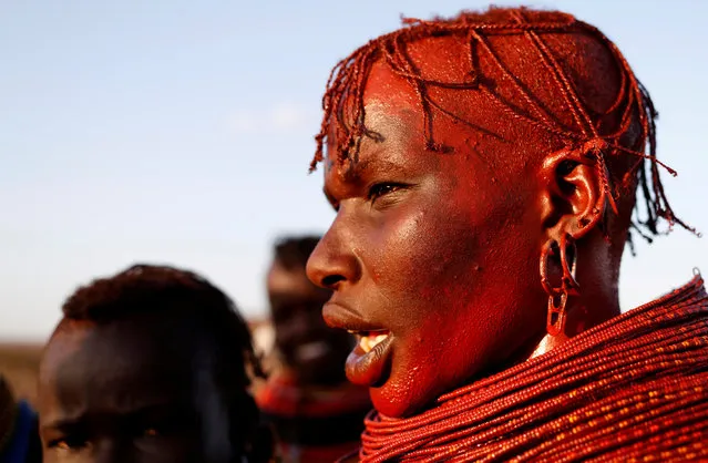 A Turkana tribeswoman stands in a village near Loiyangalani, Kenya August 4, 2017. (Photo by Goran Tomasevic/Reuters)