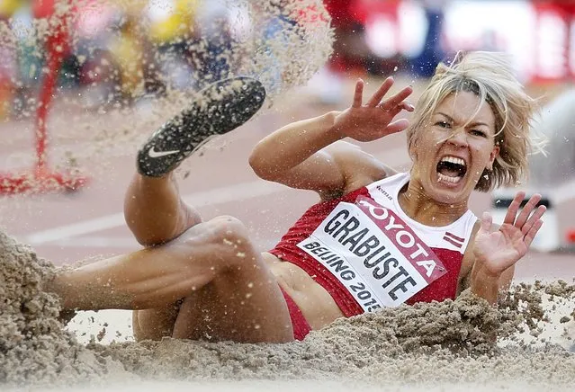 Aiga Grabuste of Latvia competes in the women's long jump qualifying round during the 15th IAAF World Championships at the National Stadium in Beijing, China, August 27, 2015. (Photo by Phil Noble/Reuters)