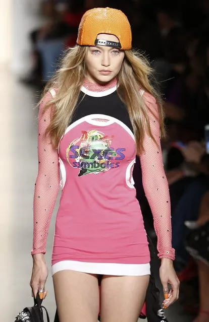 Gigi Hadid  walks the runway during the Jeremy Scott fashion show during during New York Fashion Week at Spring Studios on September 8, 2017 in New York City. (Photo by Brian Ach/Getty Images)